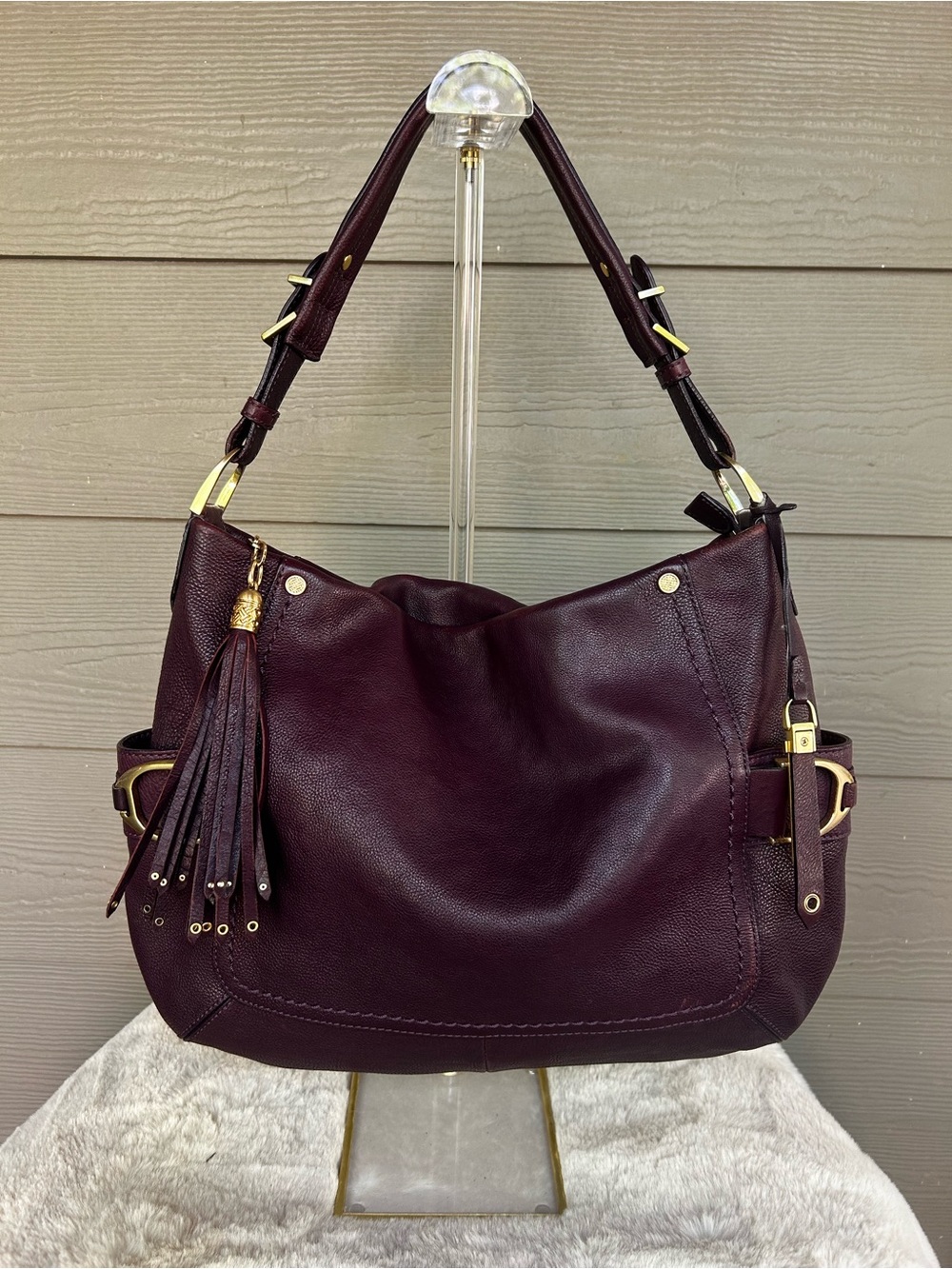 Cole Haan - Leather Hobo Shoulder Bag in Deep Burgundy